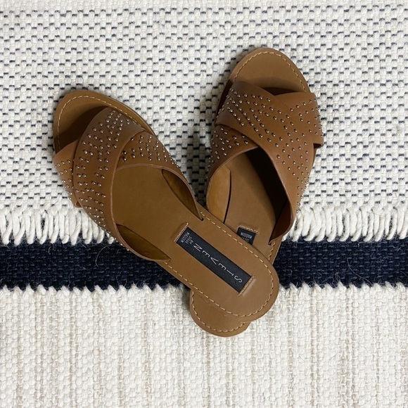 Criss Cross Studded Leather Sandals - Picture 3 of 7